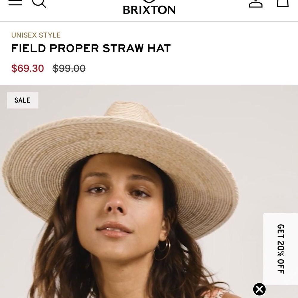 Brixton Field Proper Straw Hat (Size Large) - Picture 2 of 4